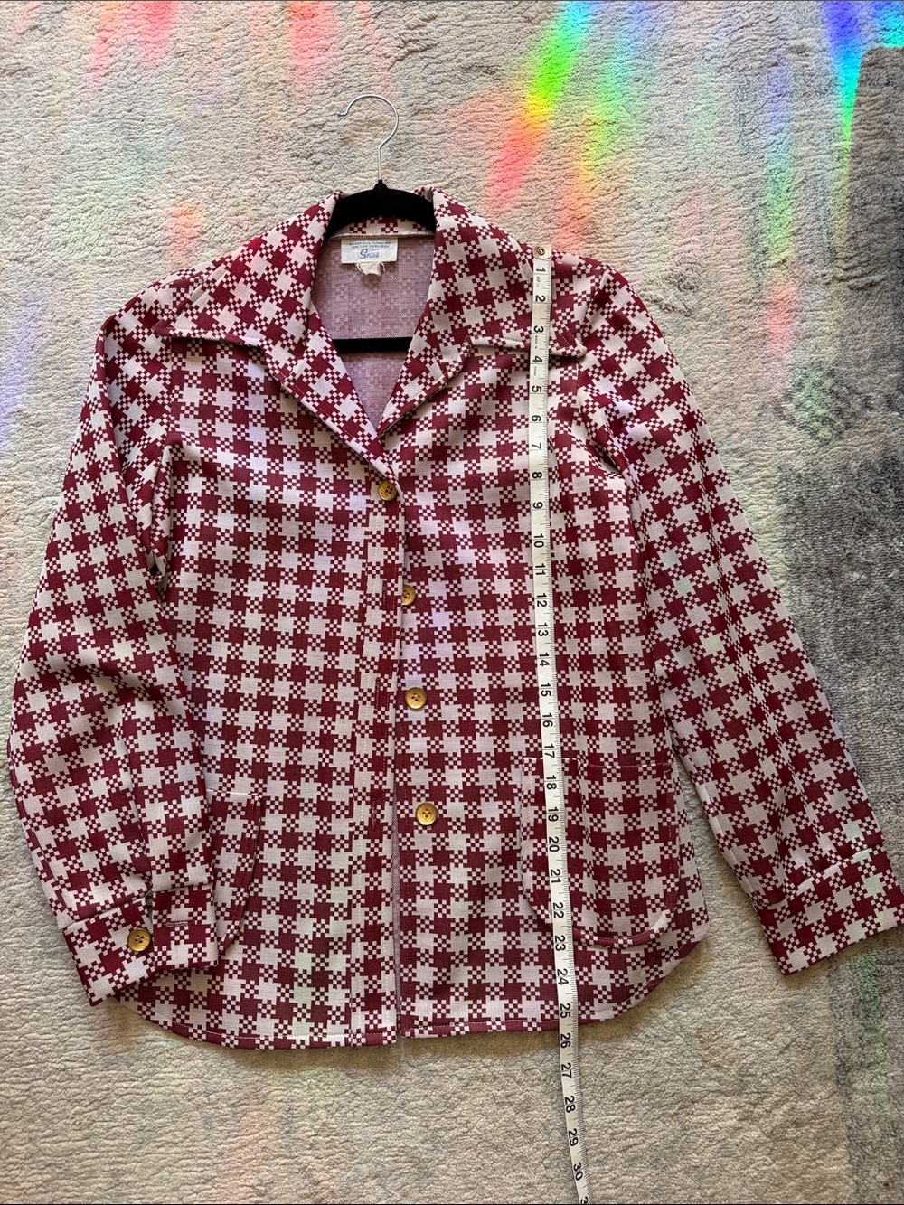 Sears Red and White Checkered Button-Up Jacket